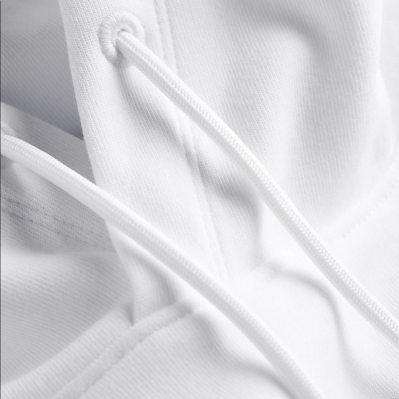 EXPRESS Solid Double Knit Relaxed Hoodie - WHITE - Picture 5 of 6